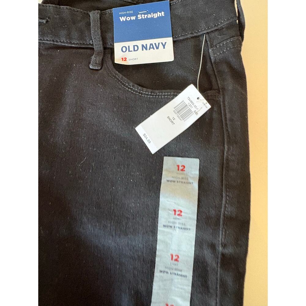 Old Navy Wow straight jeans NEW 12 Short Black High rise - Picture 2 of 5